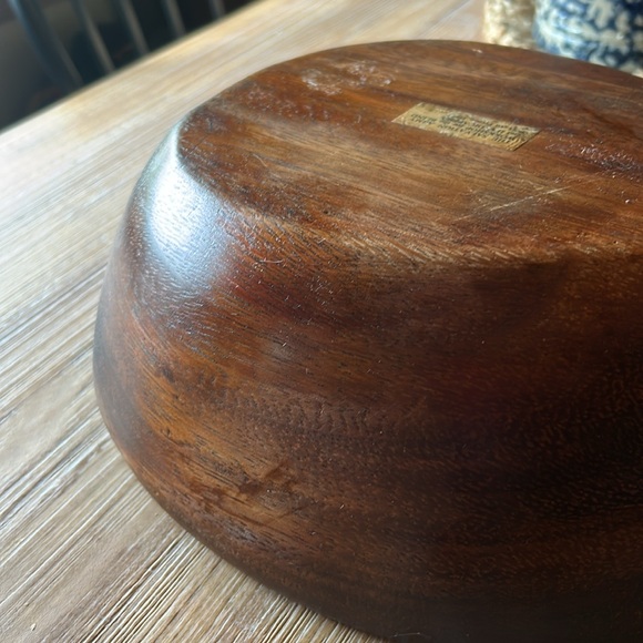 Vintage Handmade Workshop For The Blind Salvation Army Made In Haiti Wood Bowl - Picture 8 of 10